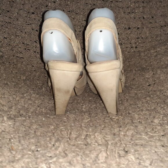 JOHN FLUEVOG-On Course Starboard Ward-Distressed Beige Heels-Sz 8.5-NM - Picture 5 of 10